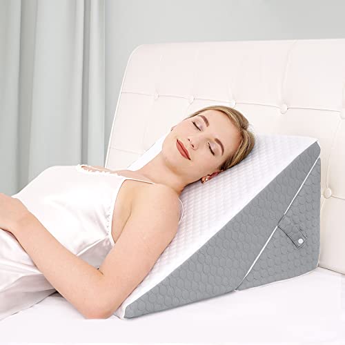 Forias Wedge Pillow for Sleeping Foldable Bed Wedge Pillow for After Surgery 9 &12 Inch Adjustable Versatile Memory Foam Triangle Elevated Pillow Wedge for Bed Upright Acid Reflux Snoring Back Pain