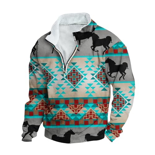 Men'S Aztec Print Pullover Lapel Ethnic Graphic Sweatshirts Jackets Stylish Long Sleeve Shirts Casual Athletic Tops Camisa De Hombre Hot Fashion Sale 2023