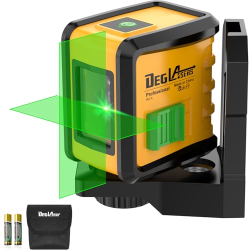 Self Leveling Laser Level,DEGLASERS 100ft Green Cross Line Laser Level,3 Brightness Adjustment,Manual Self leveling and Pulse Mode,IP54 Waterproof,Magnetic Bracket,Battery,Carrying Bag Included