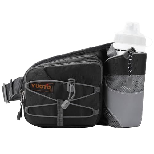 YUOTO Outdoor Fanny Pack with Water Bottle Holder for Walking Hiking Hydration Belt Waist Bag