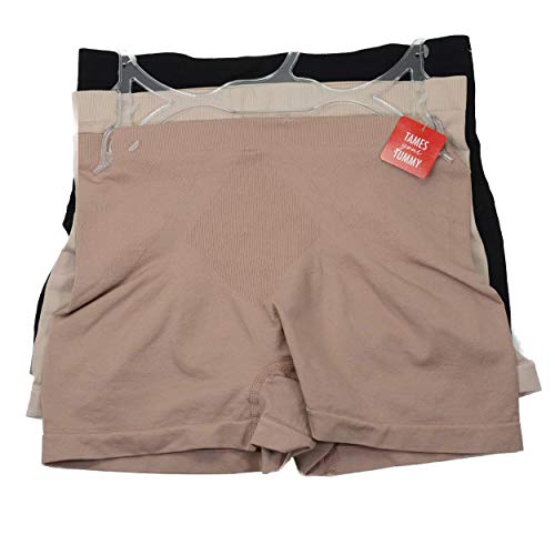 Skinnygirl by Bethenny Frankel, Seamless Shaping Shorts Nude/Black/Taupe- 3 Pack Large