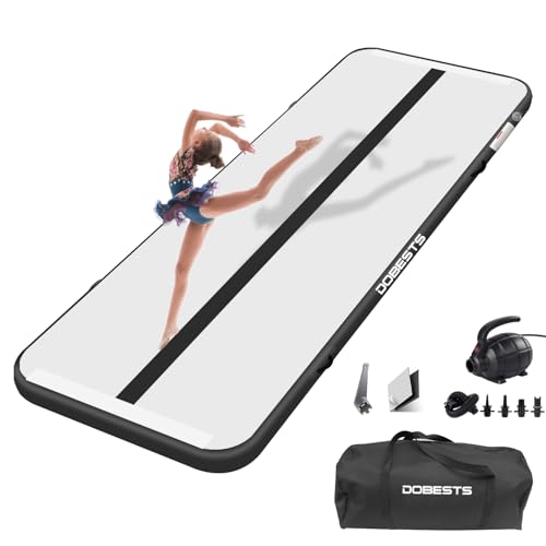 Inflatable Air Gymnastics Mat, 10ft/13ft/16ft/20ft Training Mat 4/8 inches Thickness Tumbling Mat with Electric Pump for Home/Gym/Outdoor-black-3-10