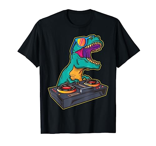 T Rex DJ Party Club Disk Jockey Gift Shirt EDM Dance Club T-Shirt