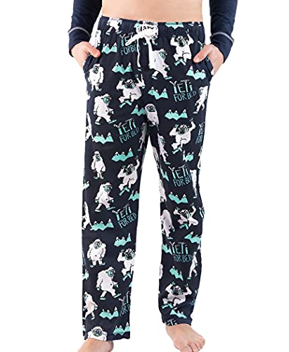 Lazy One Pajama Pants for Men, Men's Separate Bottoms, Lounge Pants, Mythical Creature, Winter (Yeti for Bed, Large)