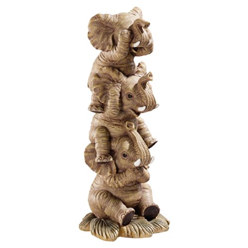 Design Toscano NG33769 Hear-No, See-No, Speak-No Evil Stacked Elephants Collectible Statue, Single,Medium