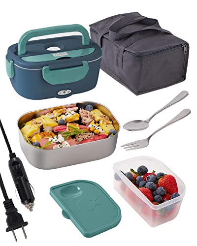Electric Lunch Box 2 in 1 Portable Lunch Box Food Heater Upgraded Leak-Proof Sealing Ring Waterproof and Leak-Proof for Car/Truck and Work 12v 110v