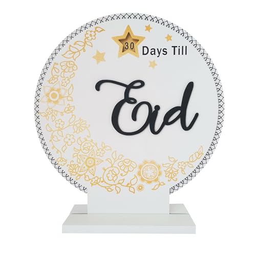 Eid Ramadan Calendar Countdown, Rotatable 30 Days Til Eid, Wooden Ramadan Advent Calendar, Ramadan Table Decor for islamic Home Party Decorations