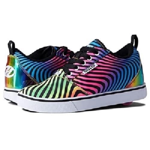 HEELYS Girls Pro 20 Prints Wheeled Heel Shoe, Black/Rainbow, 4 Big Kid