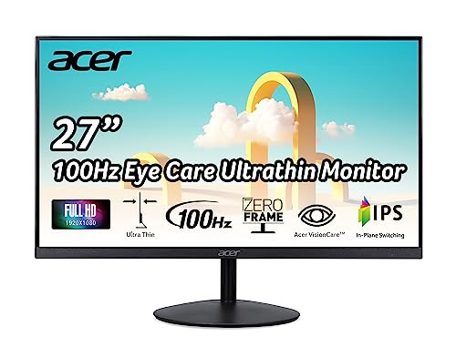 Acer SB272 EBI 27' Full HD (1920 x 1080) IPS Zero-Frame Gaming Office Monitor | AMD FreeSync Technology |