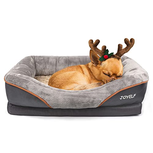JOYELF Memory Foam Dog Bed Small Orthopedic Dog Bed & Sofa with Removable Washable Cover and Squeaker Toy as Gift