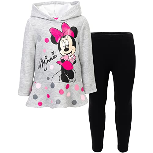 Disney Minnie Mouse Toddler Girls Pullover Fleece Hoodie & Leggings Heather Grey 3T