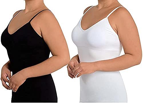 Skinnygirl Women's Smoothers Shapers 2 Pack Shaping Reversible Cami, Black, Medium