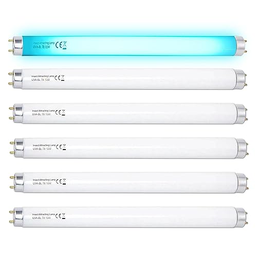 Konideke 6 Pack T8F10W BL 10W Replacement Bulbs T8 10 Watts Fluorescent Tube for 20W Device 13 Inch 365-nm Black Light