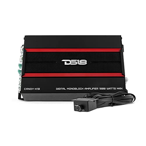 DS18 CANDY-X1B Amplifier in Black - Class D, Monoblock, 1800 Watts Max, Digital, 1/2/4 Ohm, with Remote Subwoofer Level Controller - Compact Amplifier for Speakers in Car Audio System (Renewed)