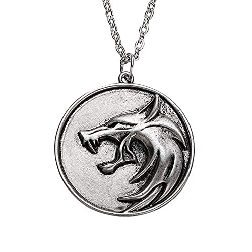 Wizard Medallion Necklace Witcher Medallion Necklace The Witcher Necklace for Men Geralt of Rivia Wolf Necklace for Men Wild Hunt Wolf Medallion Necklace Wolf Pendant Necklace Wolf Jewelry for Men