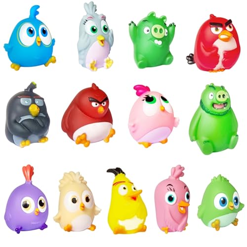 ROLOSO 2023 Newly Licensed Angry Birds Toys Collectible 13 Action Figures Flock Pack Playsets Sets Pig City Strike 2 Takedown Space Planet Movie Kids Game Boys Girls Red Bomb Gift Box