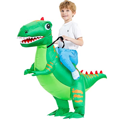 KOOY Dinosaur Costume for kids,Inflatable Halloween Costume Boys,Blow up costume 7-9Y,t rex costumes
