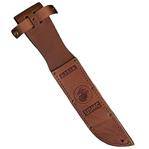 KA-BAR 1217S, Leather Sheath, USMC Logo, Fits Knife with 7' Blade, Brown