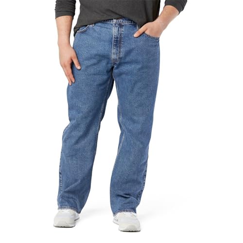 Signature by Levi Strauss & Co. Gold Label Men's Relaxed Fit Flex Jeans (Available in Big & Tall), Medium Indigo-Waterless, 36W x 32L