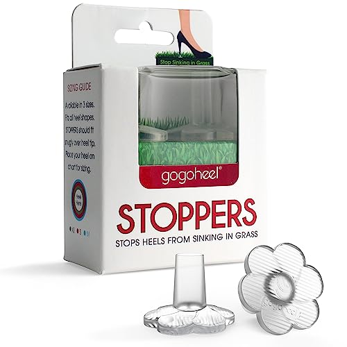 GoGoHeel STOPPERS Heel Protectors - Stops Sinking into Grass (Medium) Clear
