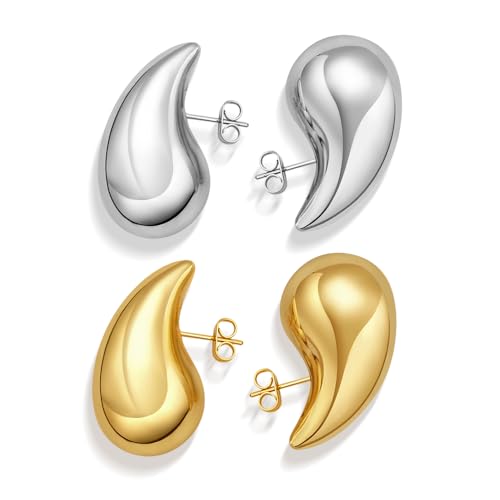 Tear Drop Earrings Jewelry Earring Dupes Set Lightweight Chunky Gold Hoop Trend Earrings for Women Hypoallergenic Fashion Earring for Women Girls