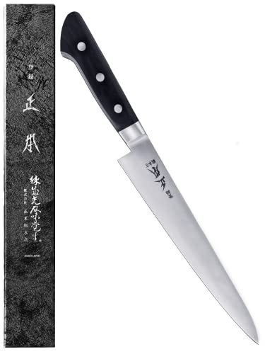 MASAMOTO VG Japanese Petty Knife 6' (150mm) Professional Kitchen Small Utility Knife, Ultra Sharp Japanese Stainless Steel Blade, Duracon Handle, Made in JAPAN