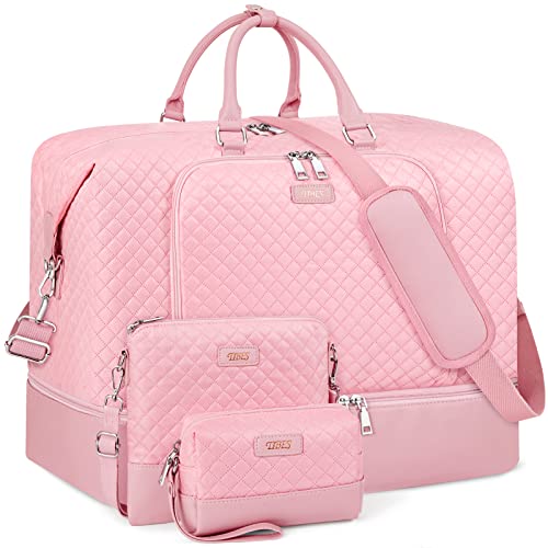 Travel Weekender Bag for Women, Overnight Bag with Shoe Compartment Oversized Travel Duffel Bag Carry On Tote 21'