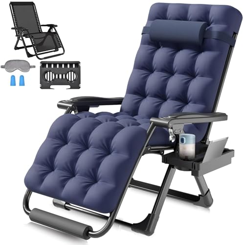 ZENPETIO Oversized Zero Gravity Chairs 29In XL Support 500LBS, Heavy Duty Adjustable Zero Gravity Lawn Chair with Removable Cushion, Ergonomic Design for Lie Down & Sit & Sleep, Lounge Chair