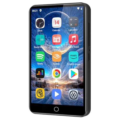 80GB MP3 Player with Bluetooth and WiFi, 4.0' Full Touchscreen Mp4 Mp3 Player with Spotify, Audible, Amazon Music, Android Music Player with Speaker, FM Radio, E-Book, Up to 512 GB
