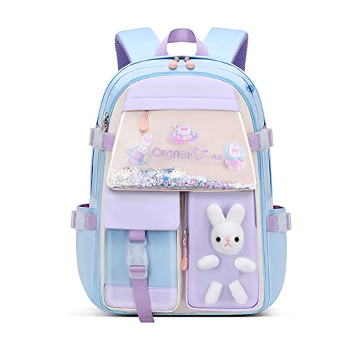 Stylifeo Bunny Backpack for Girls Cute Backpack Kawaii School Bookbag for Kindergarten Preschool Elementary(Blue for girl grades 1-3)