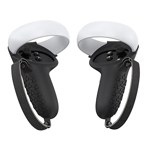 iTwano Controller Grips Compatible with Oculus Quest 2, Silicone Controller Cover Protector for Quest 2 with Adjustable Knuckle Strap