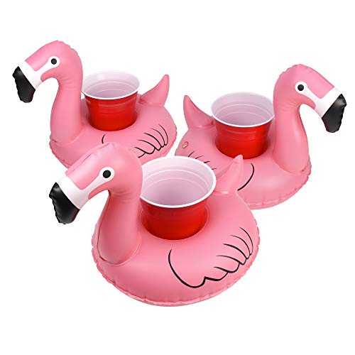 GoFloats Inflatable Pool and Hot Tub Drink Holders (3 Pack) (Choose - Unicorn, Flamingo, Palm Tree and More)