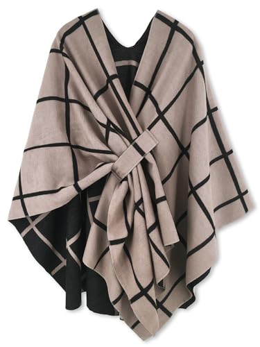 Moss Rose Women's Travel Gift Shawl Wrap Poncho Ruana Cape Open Front Cardigan for Fall Winter Holiday