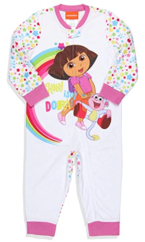 INTIMO Nickelodeon Toddler Girls' Dora the Explorer Union Suit Footless Pajama (5T) White