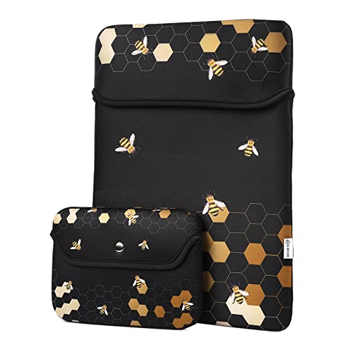 iCasso Laptop Sleeve Compatible with MacBook Air/Pro 13 inch,Waterproof Shock Resistant Notebook Protective Bag Carrying Case,Neoprene Bag with Small Case-Honeycomb