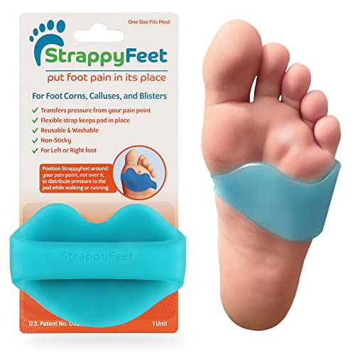 StrappyFeet Foot Pads for Pain Relief, Ball of Foot and Bottom of Foot Pain Relief, Reusable, Washable Corn Pad Cushion, Callus and Blister Pad, Diabetic Foot Care, 1 Piece