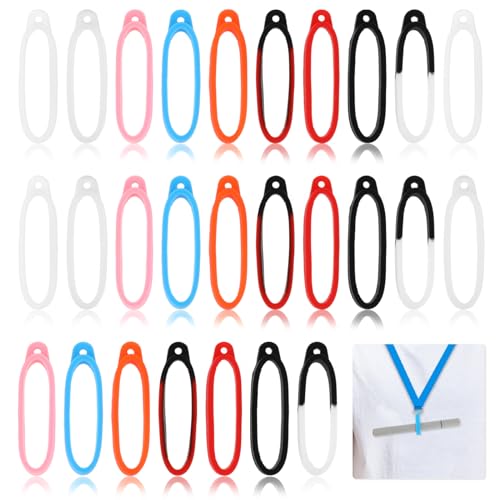 Aster 27 Pcs 9 Colors Anti-Lost Silicone Rubber Rings Band Holder Multipurpose Lanyard Holder Case Necklace Replacement Pendant Carrying Kit for Pen Devices Office or Daily Sports