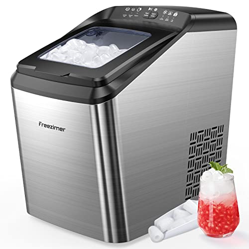 Freezimer Dreamice X1 | Ice Makers Countertop Self-Cleaning, Portable Ice Machine with 2 Size Bullet Ice Cubes 9 Cubes Ready in 7 Mins | 33lbs/24h Silver