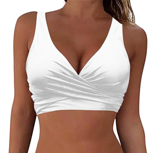 High Hip Bikini Women's Underwire Bikini Top Only V Neck Criss Cross Push Up Full Coverage Swimsuit Tops Push Up Bathing Suits High Cut Swimsuit
