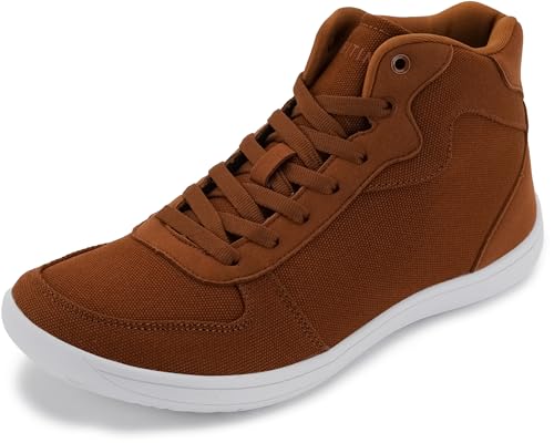 WHITIN Men's Wide Toe Box Canvas Minimalist Barefoot Shoes Width Zero Drop Minimus Sneaker Male Size 11 Lightweight Walking Running Workout Gym Brown 45