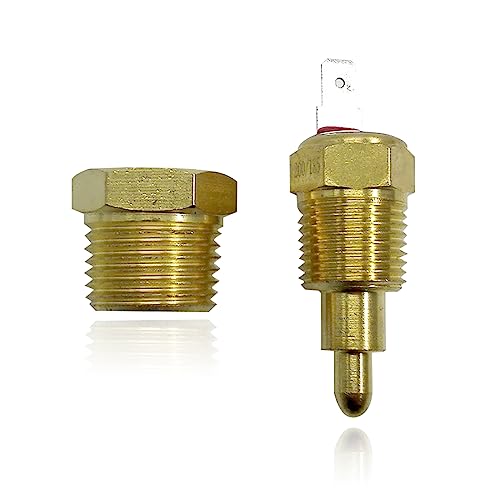 Fogfar 1 PC Car Fan Temperature Switch, 185 to 200 Degrees Electric Engine Cooling Fan Constant Temperature Sensor Switch, Fits 3/8' Pipe Thread 10 '12' 14 '16' Fan (Gold)