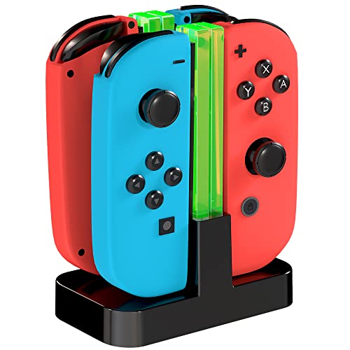 TALK WORKS Charging Dock Station Compatible with Nintendo Switch Joy-Con + OLED - Charger Base, Remote Accessories Docking Station for 4 Controllers