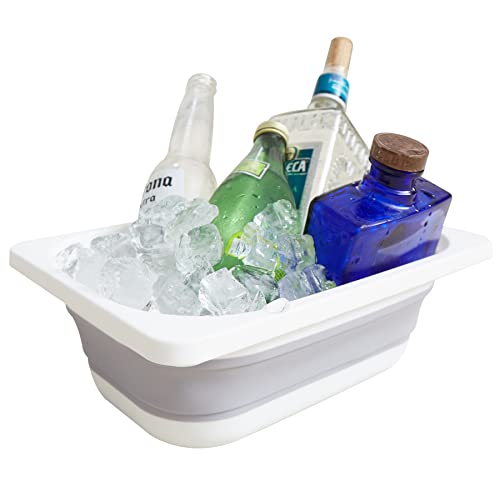 Beright Collapsible Storage Bin, Wash Basin Folding Dish Tub Sink, Space Saving for Dishing, Fruit, and Camping, Hiking and Home, 1 Pack, Grey, Small