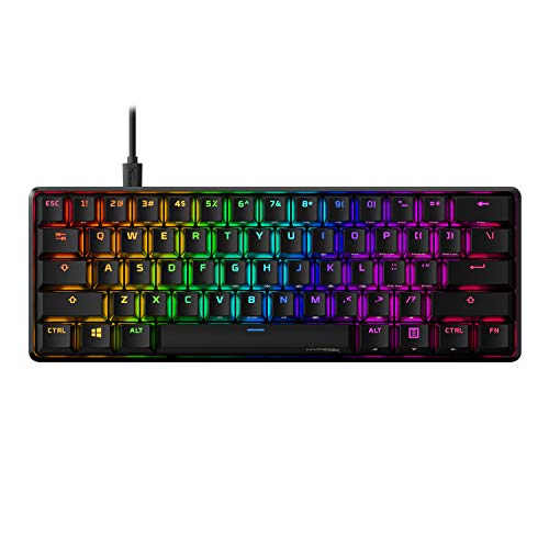 HyperX Alloy Origins 60 - Mechanical Gaming Keyboard, Ultra Compact 60% Form Factor, Double Shot PBT Keycaps, RGB LED Backlit, NGENUITY Software Compatible - Linear HyperX Red Switch,Black