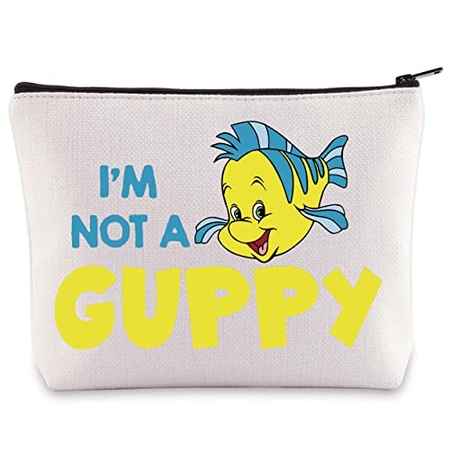 BWWKTOP Mermaid Flounder Cosmetic Makeup Bag Flounder Fans Gifts I'm Not A Guppy Zipper Pouch Bag For Flounder Lover (Not A Guppy)