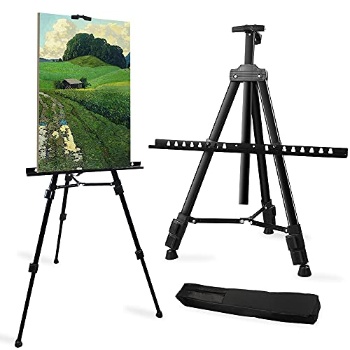 Artist Easel Stand, RRFTOK Metal Tripod Adjustable Easel for Painting Canvases Height from 21' to 66'with Reinforced Triangle,Carry Bag for Table-Top/Floor Drawing and Didplaying