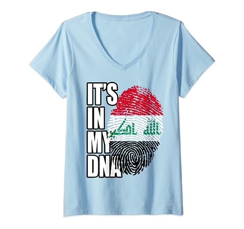 Iraqi Heritage DNA Flag V-Neck T-Shirt