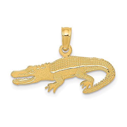 FJC Finejewelers 10 kt Yellow Gold Textured Alligator Charm 14 x 22 mm