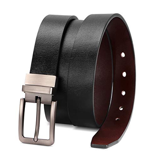 XZQTIVE Reversible Leather Belts for Women with Rotated Metal Buckle 1.1in Black/Brown Women Narrow Jeans Belt Christmas Gift Box (Fit waist 39-43in, 00Black/Brown)