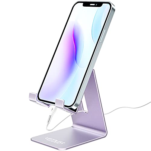 Urmust Cell Phone Stand for Desk Phone Holder Dock Cradle Stand for iPhone 15 14 13 12 11 Pro Max X Xr 8 Plus 7 6, Tablet(4-10in) Light Purple